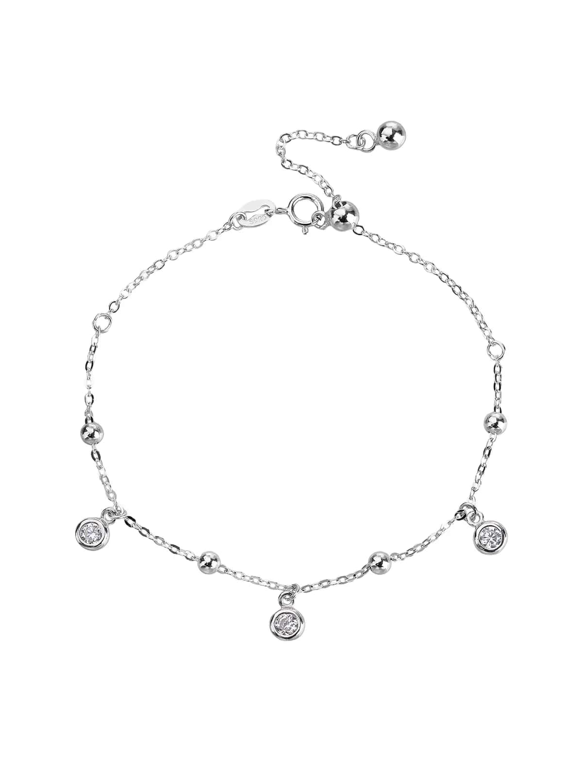 Brățară din argint 925 cu charm-uri cu zirconii, placată cu rodiu