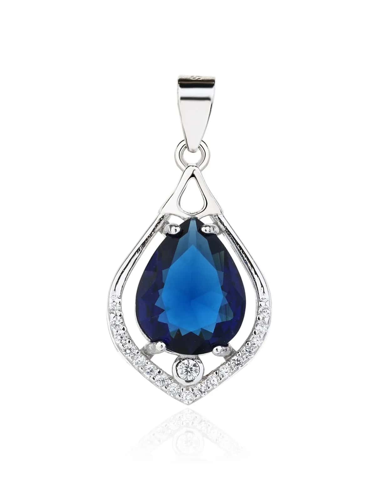Pandantiv cu zirconii bleumarin, din argint 925 placat cu rodiu