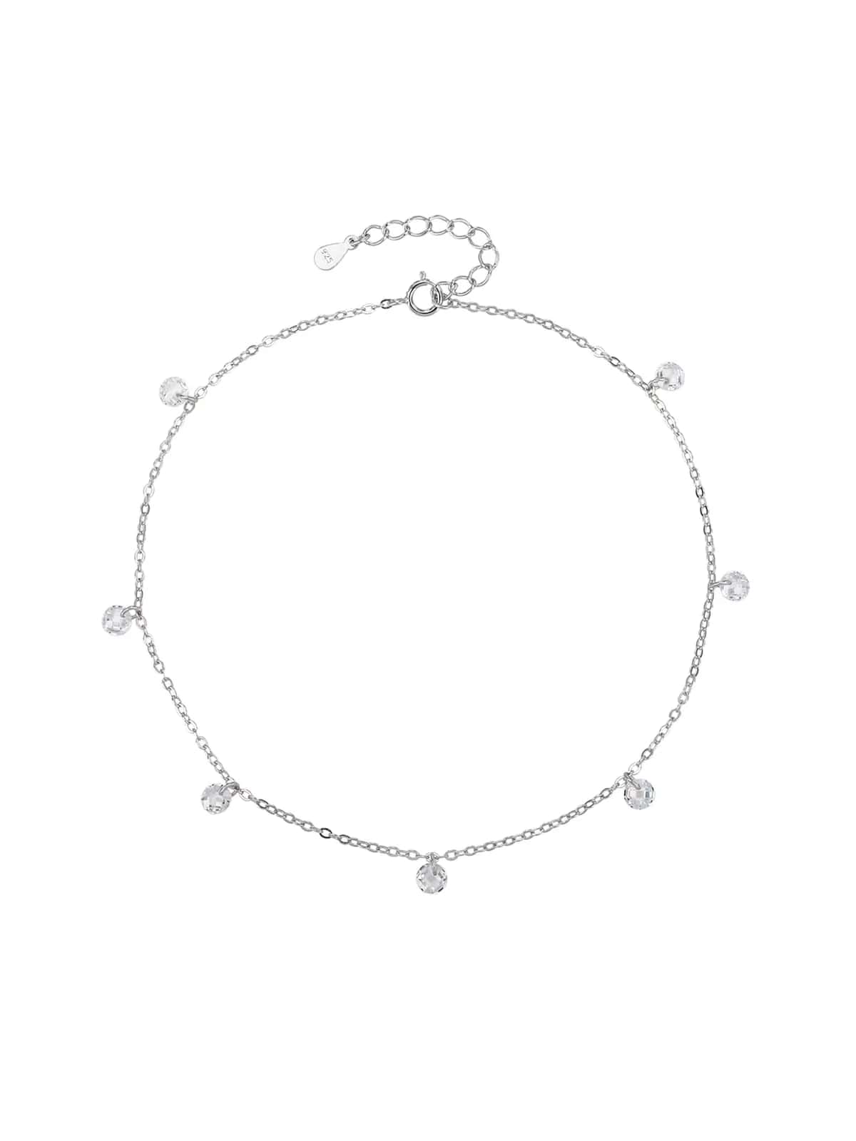 Brățară de gleznă din argint cu zirconii albe (24+4 cm)