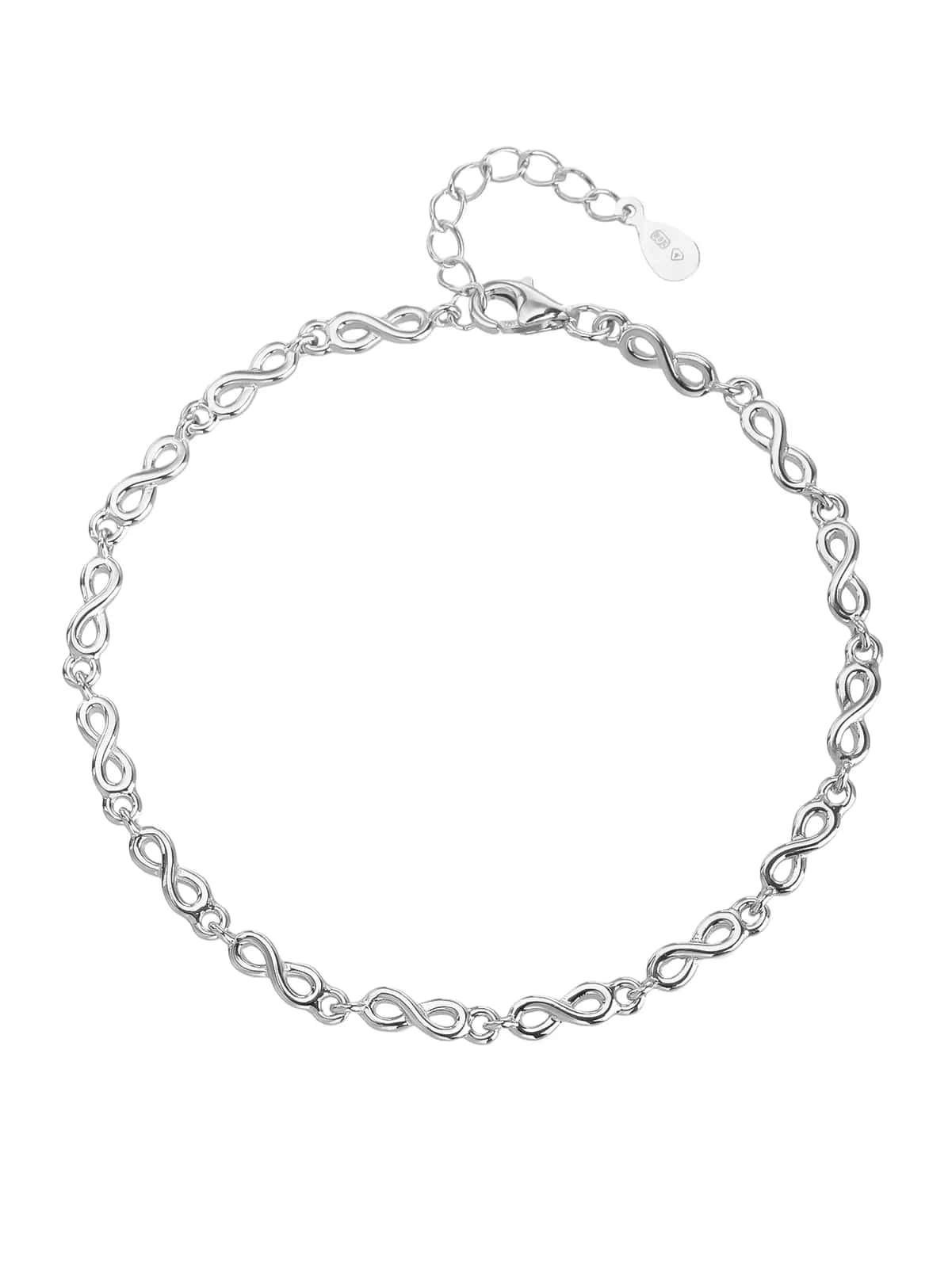 Brățară din argint 925 cu motiv infinit, placată cu rodiu (minimalistă)